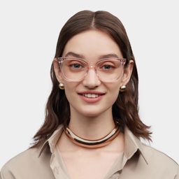 Sage Pink Rectangle Glasses0