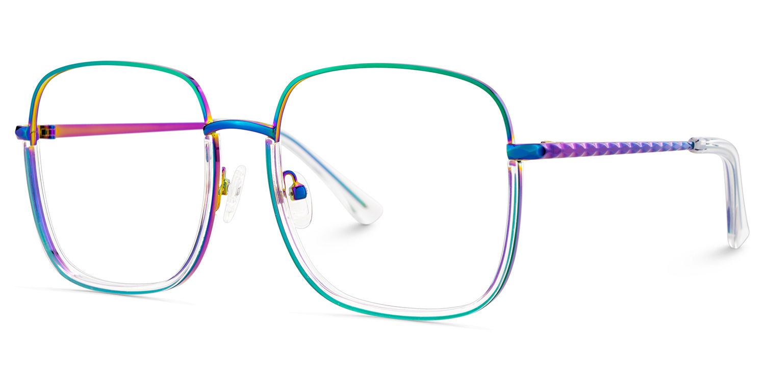 Wade Square Iridescent Color Frame Glasses for Women | Zeelool3