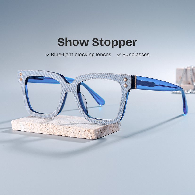 Luxe Square Blue Glasses