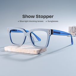 Luxe Square Blue Glasses0
