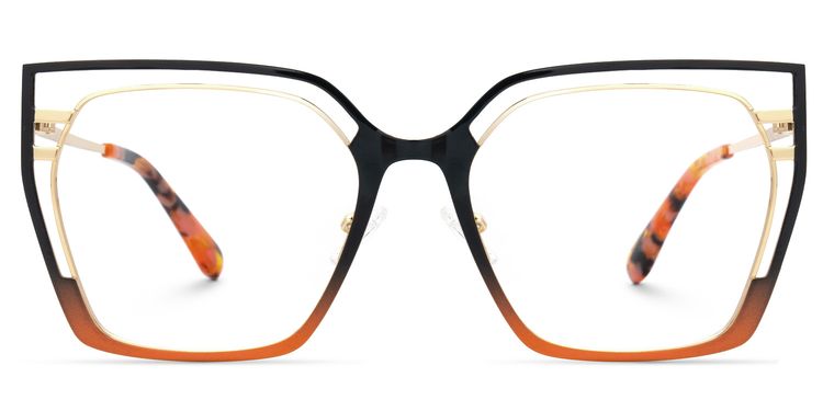 Quinn Geometric Black Orange Glasses