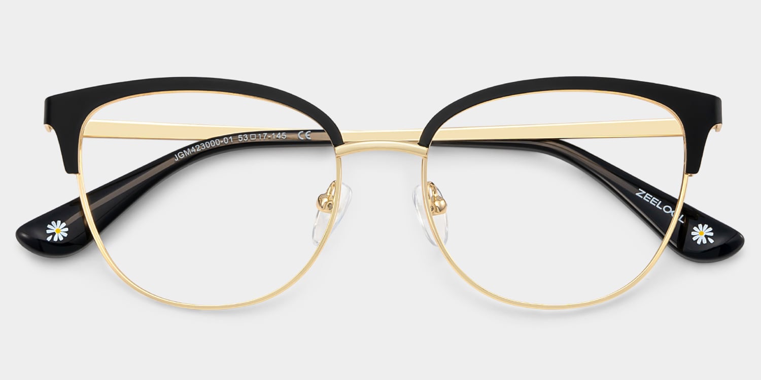 ◯●ラムページ●◯ Lacey Black Frame Glasses with Browline Frame Online | ZEELOOL