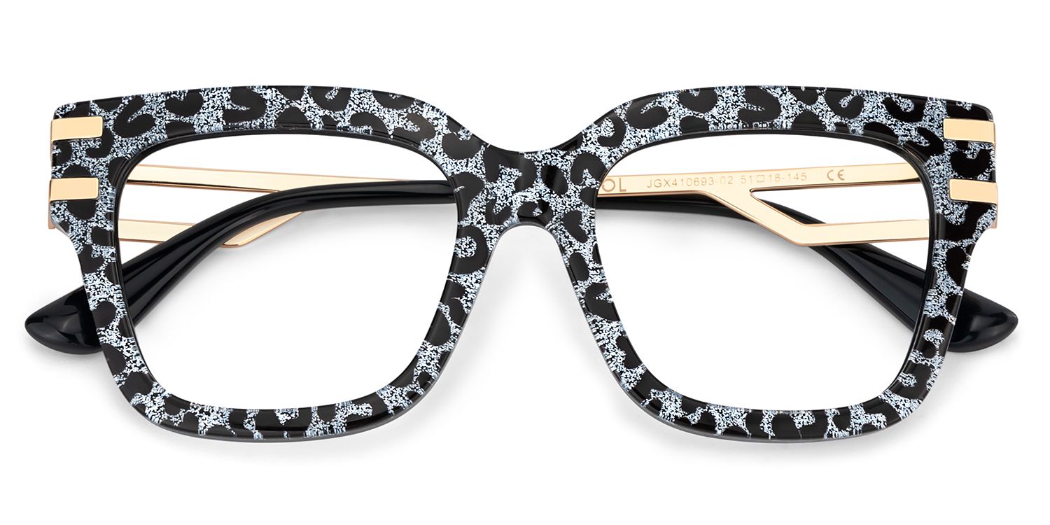 Square Cat-Eye Glasses With Gray Leopard3