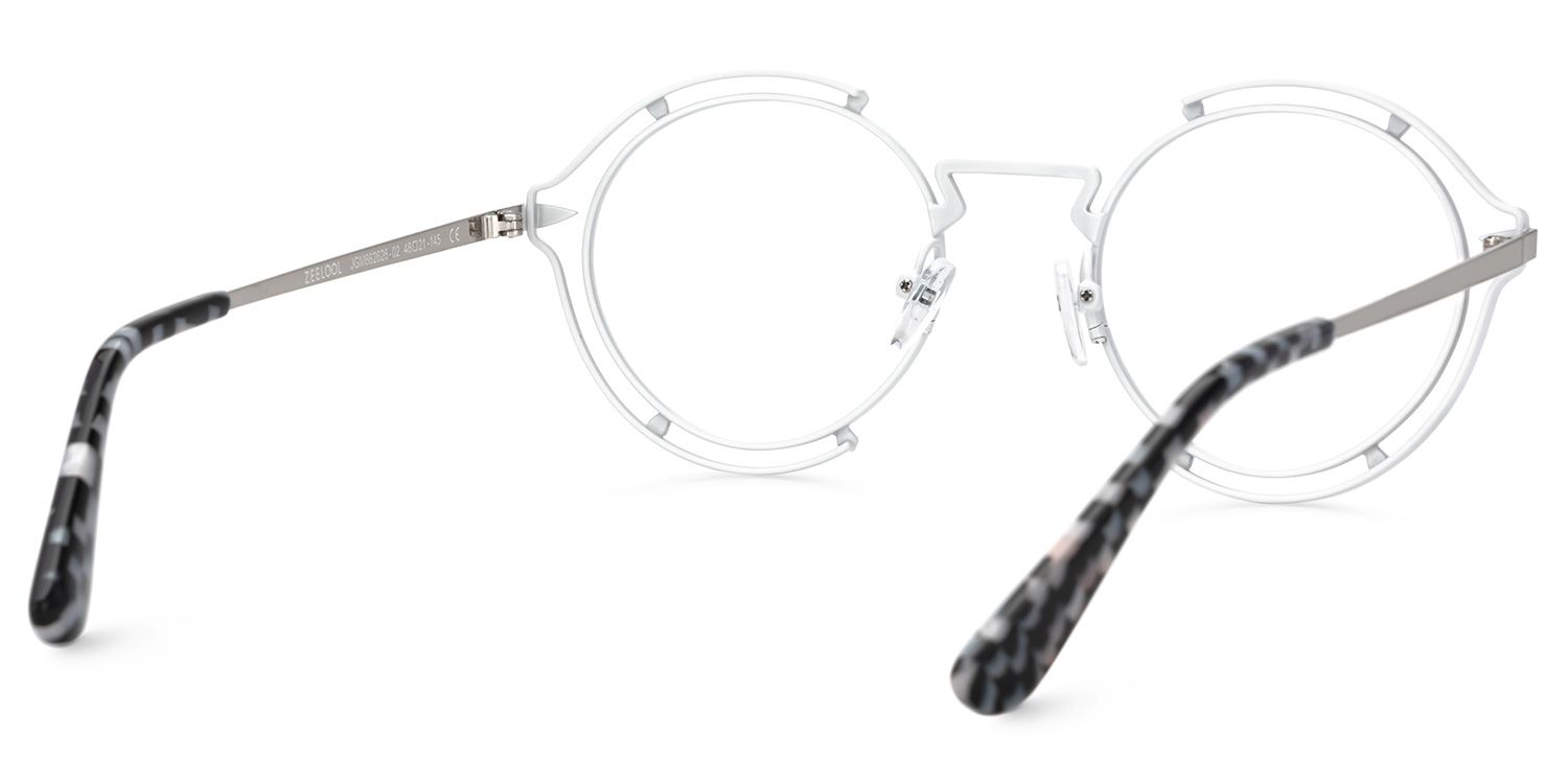 Women's White Glasses With Metal Material3