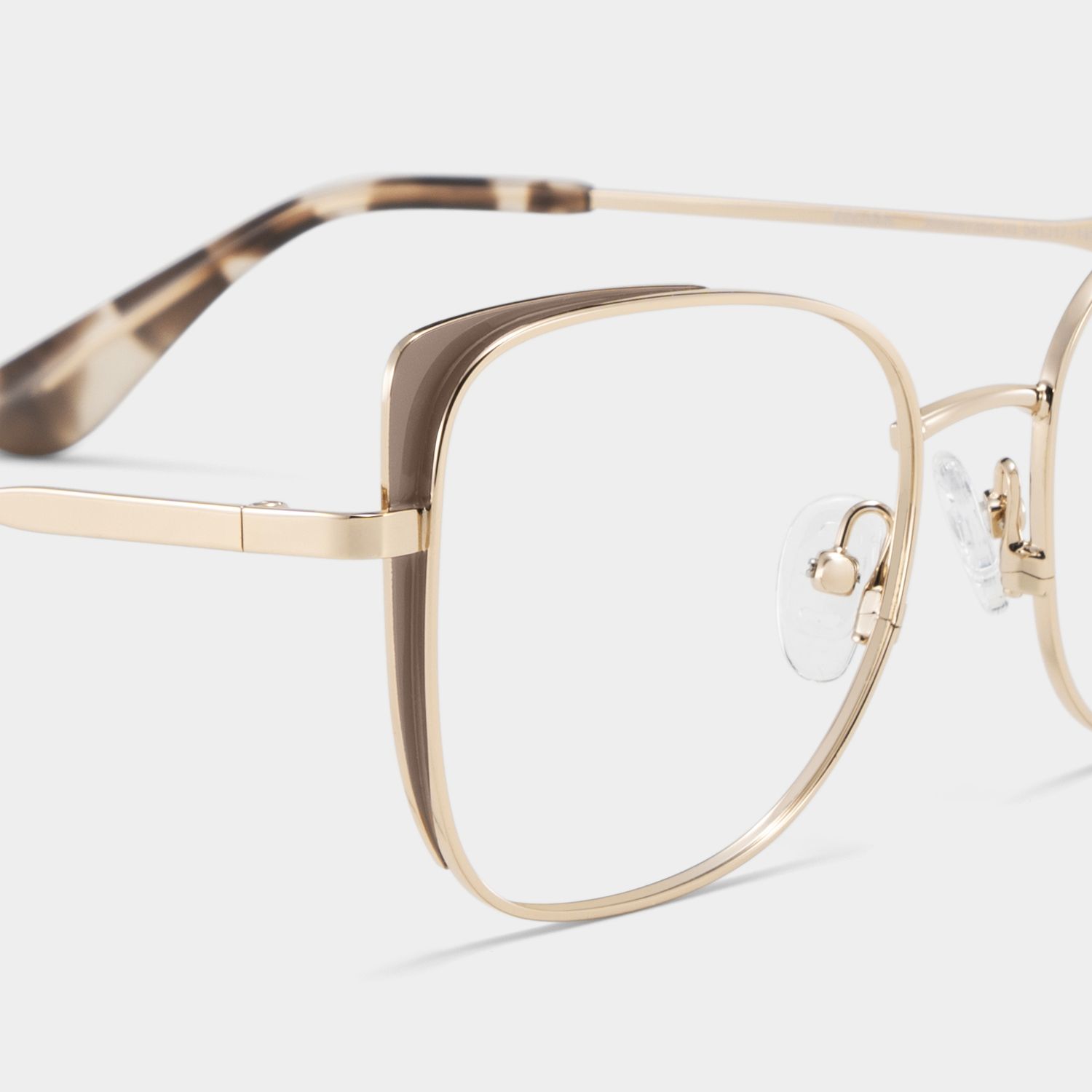 Tessa Khaki Gold Frame Glasses with Cat eye Frame Online | ZEELOOL5