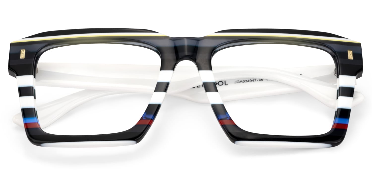 Kenish Square Black White Glasses2