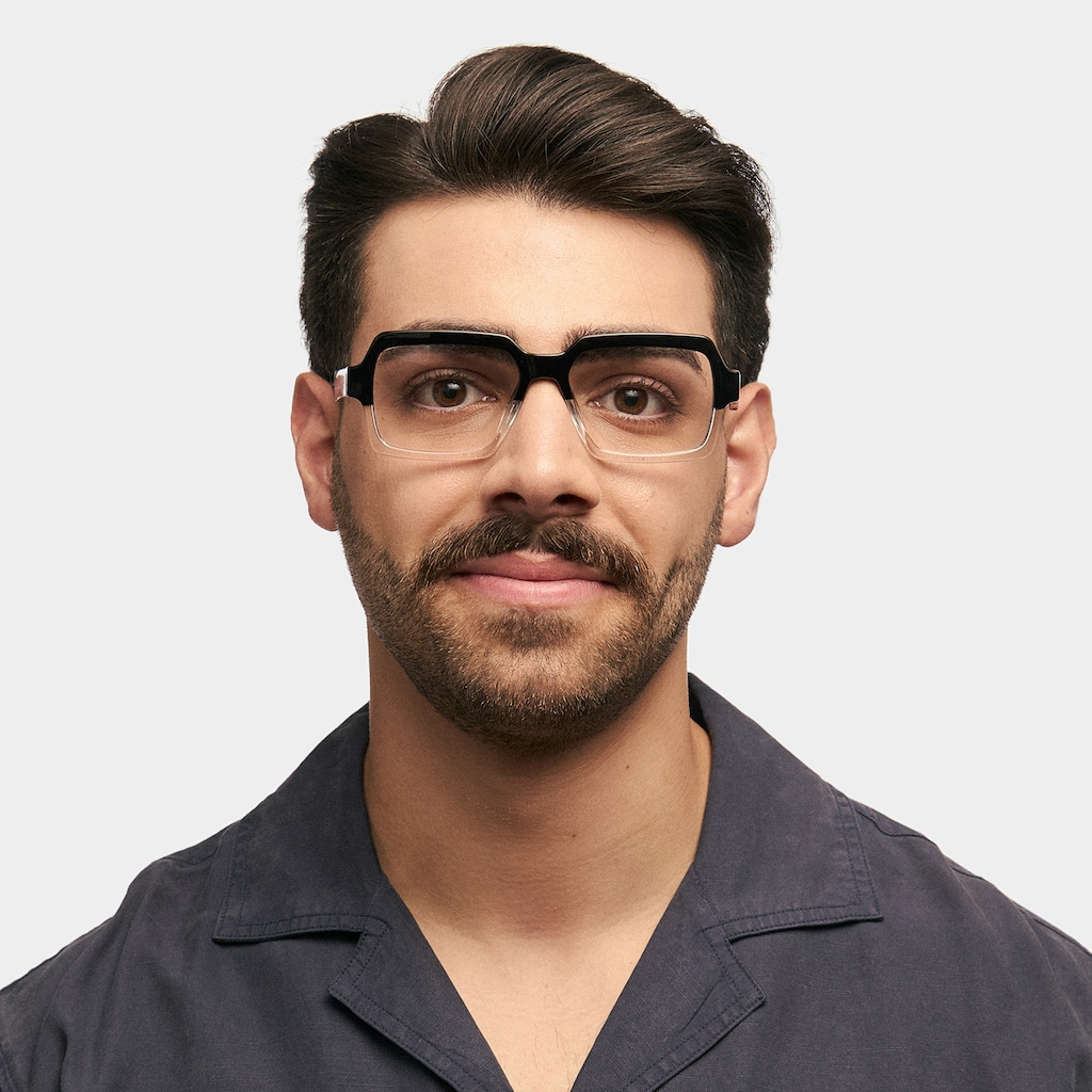 Jack Rectangle Black & Crystal Glasses