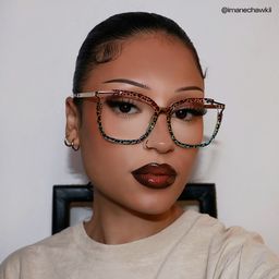 Sidibe Square Blue Leopard Glasses4