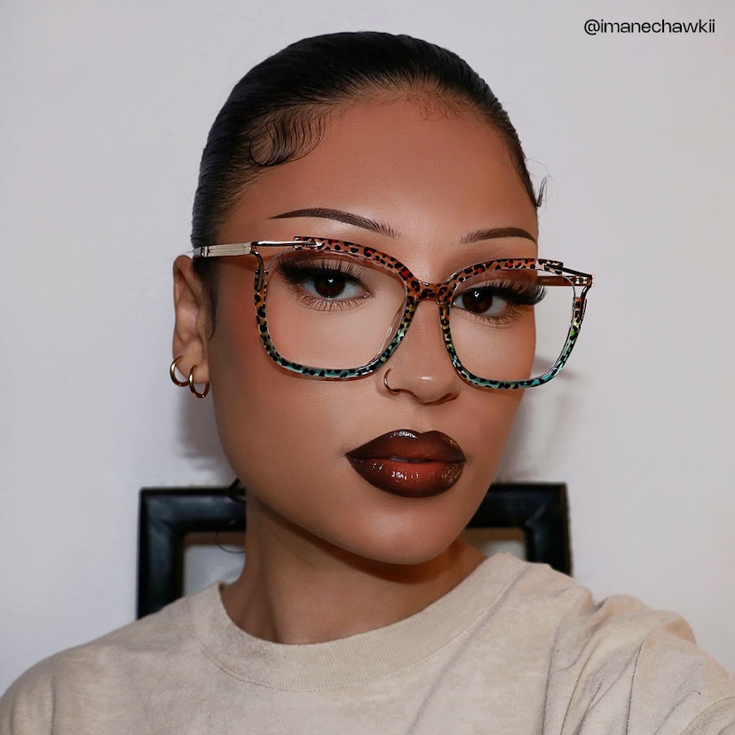 Sidibe Square Blue Leopard Glasses