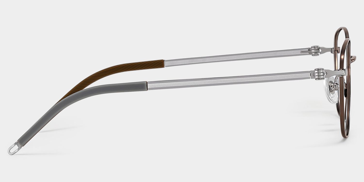 Nicole Brown Metal Glasses in Wide Rectangle Frames | ZEELOOL4