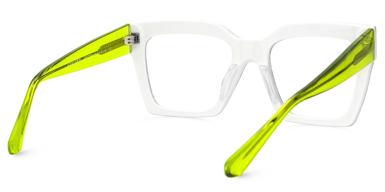 Morreen Square Prescription Glasses With Neon Green Arms | Zeelool3