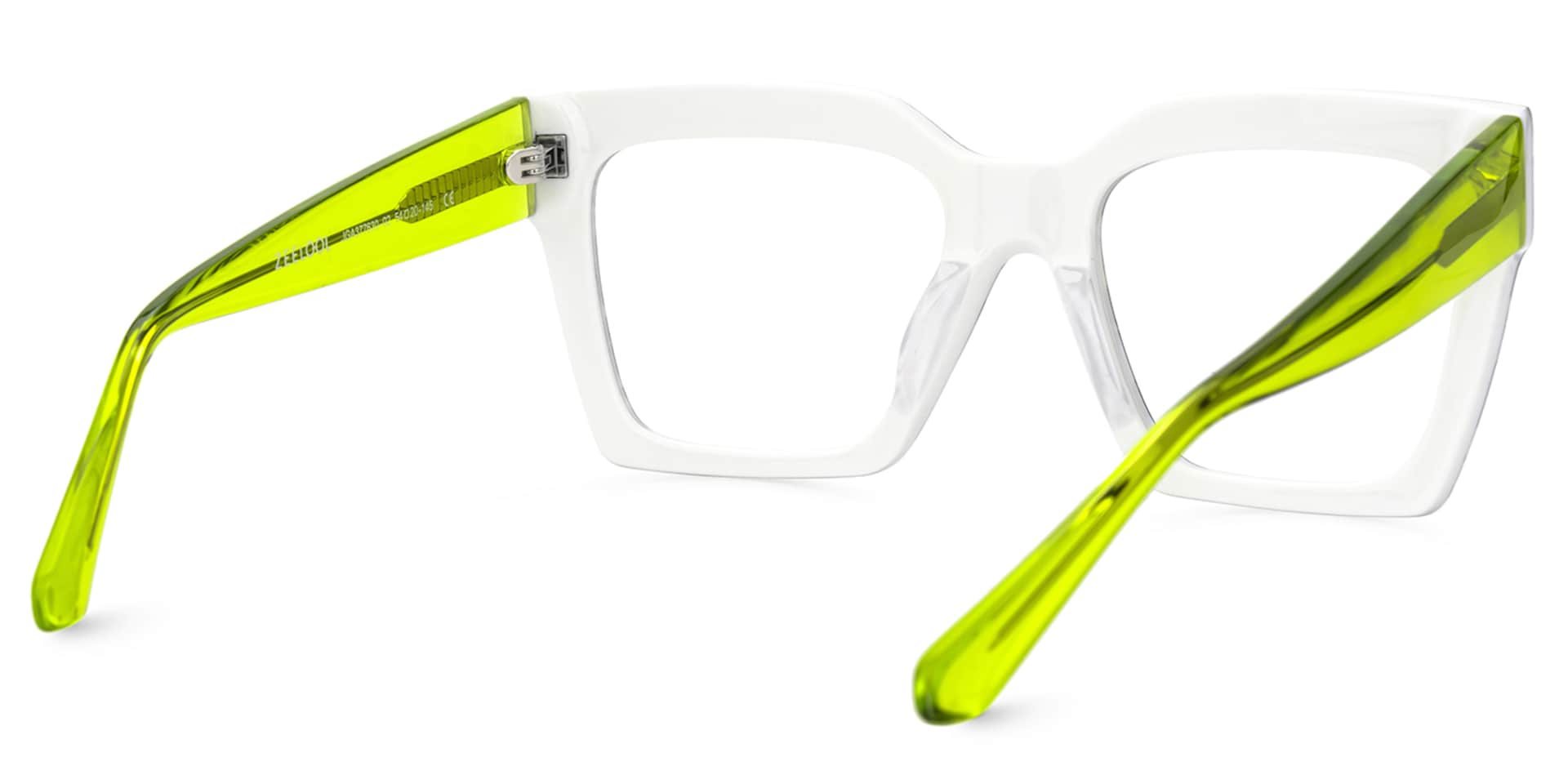Morreen Square Prescription Glasses With Neon Green Arms | Zeelool3
