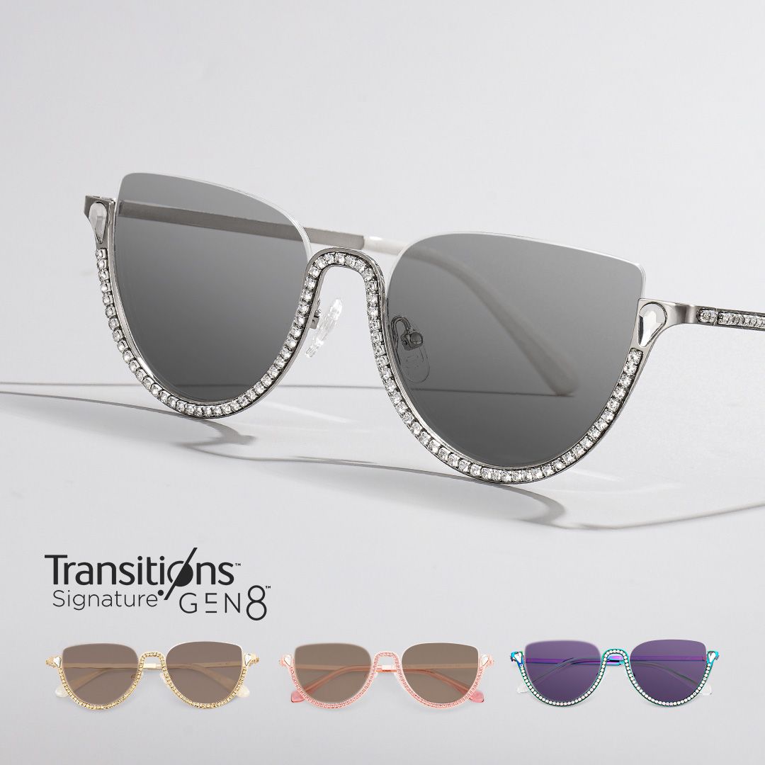 Half Frame Cat Eye Glasses With Shiny Diamonds1