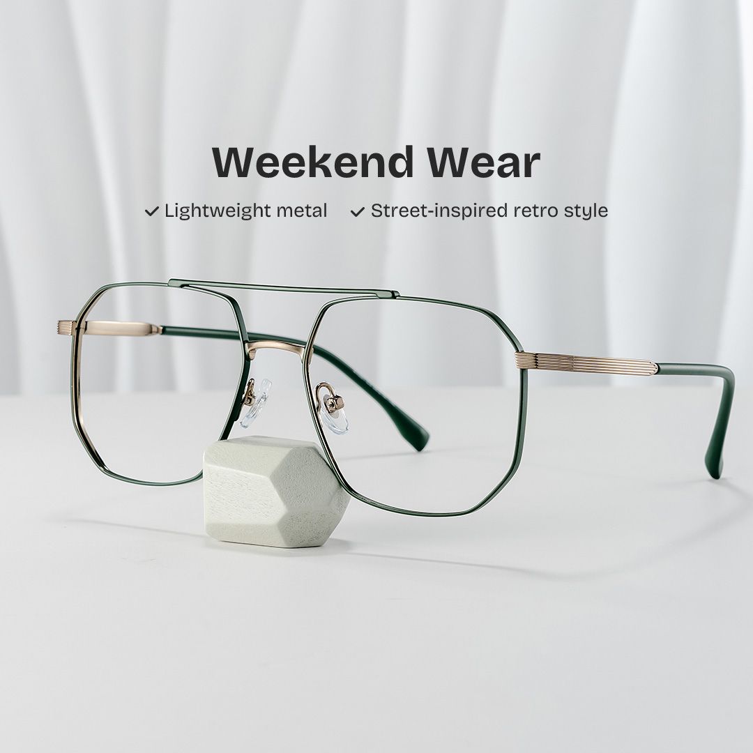 Logan Green Frame Glasses with Aviator Frame Online | ZEELOOL