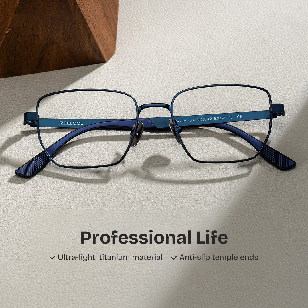 Jameson Blue Frame Prescription Glasses with Geometric Shape | ZEELOOL2