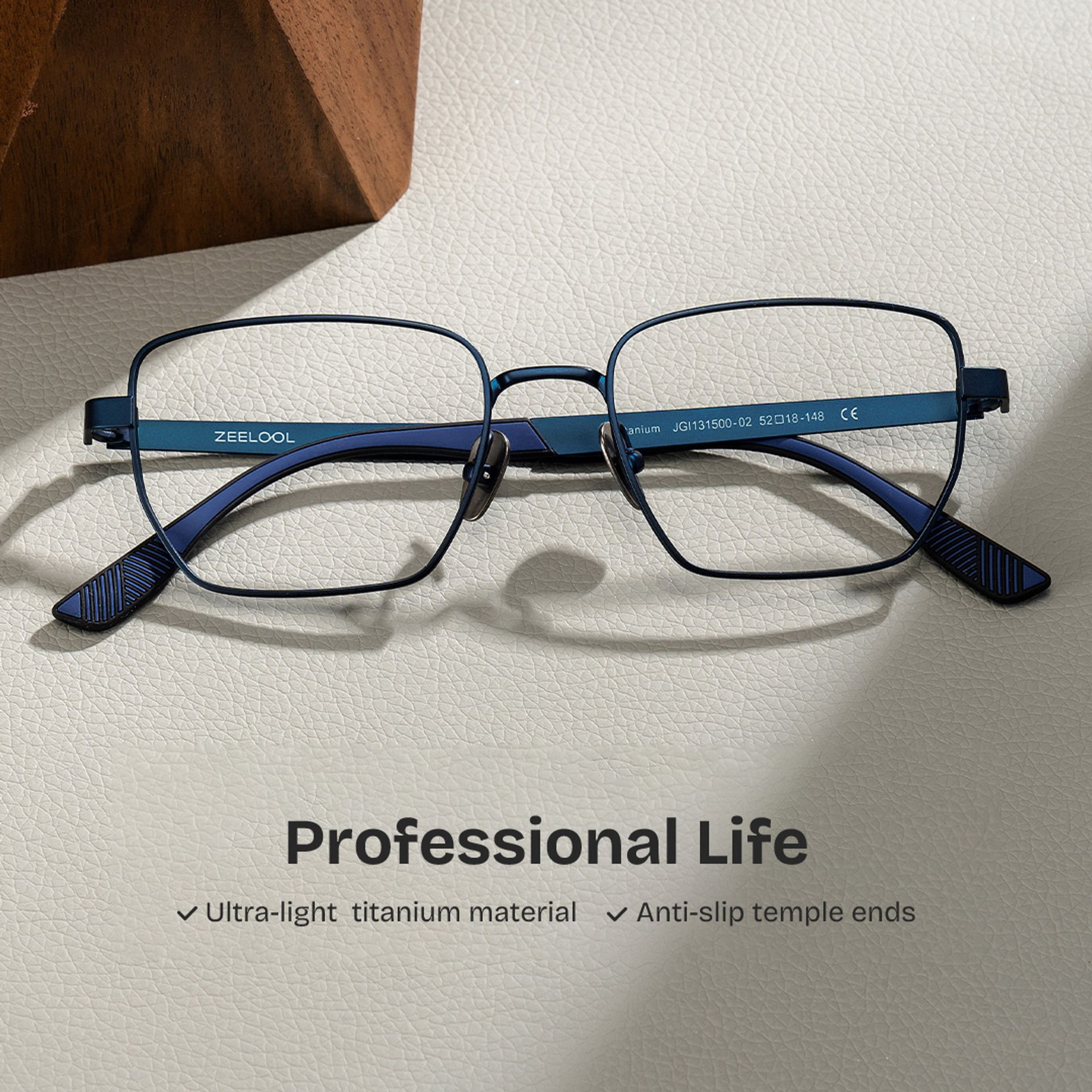 Jameson Blue Frame Prescription Glasses with Geometric Shape | ZEELOOL2
