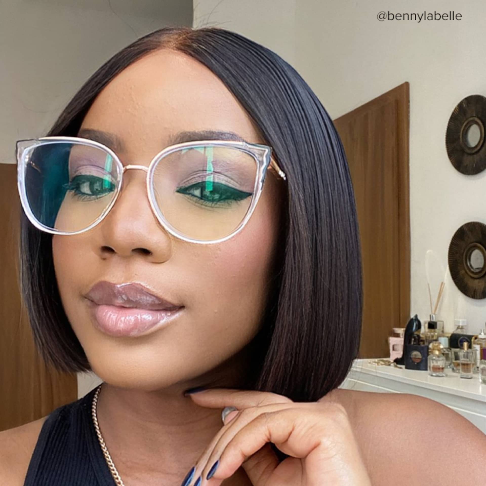 Estrada Cateye Black-Crystal Eyeglasses and Glasses Frames7