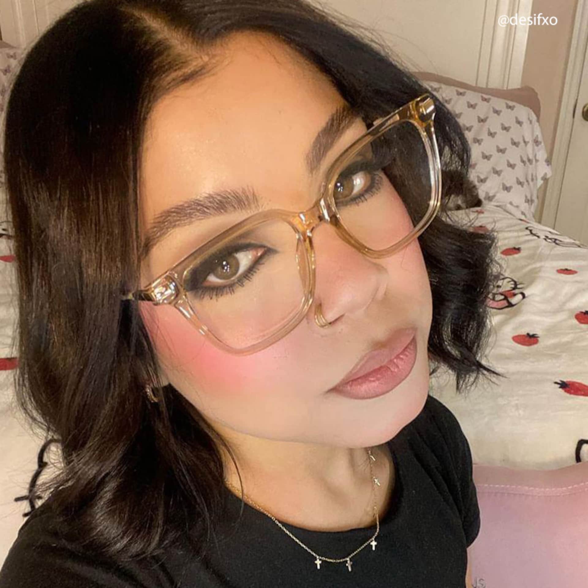 Jacqui Square Champagne Eyeglasses and Crystal Frame8