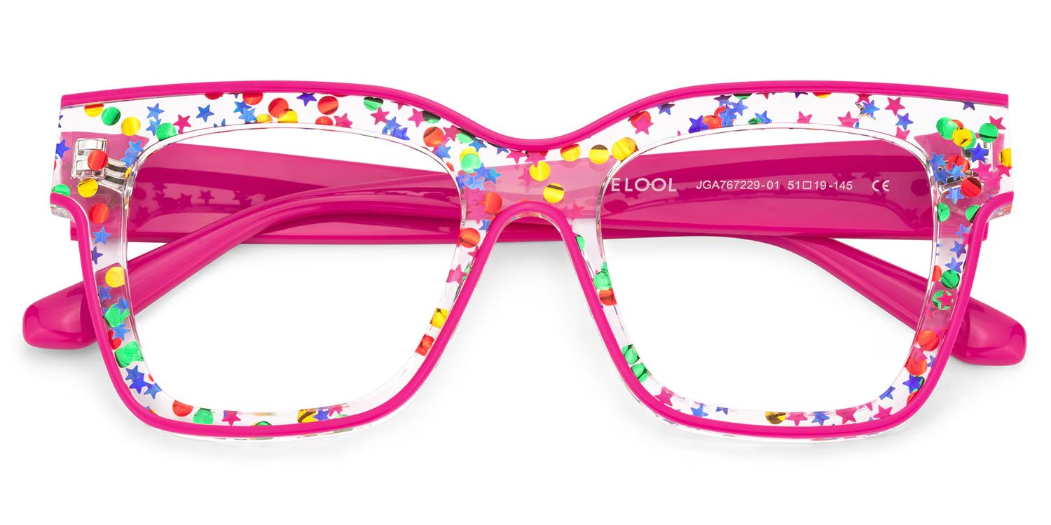 Zerica Eyeglasses in Square Red Rose Eyeglasses | Zeelool3