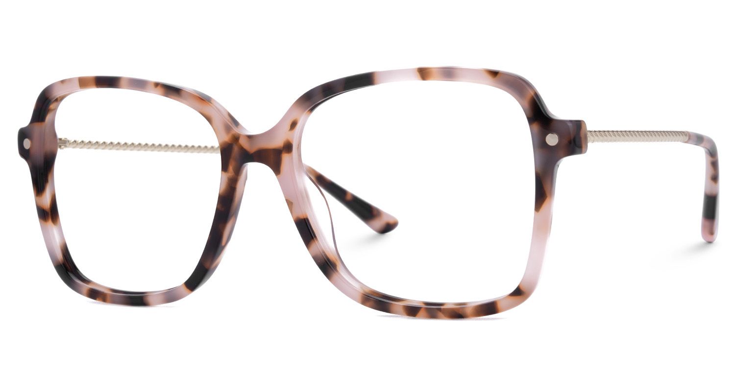 Thin Frame Square Glasses With Pink Tortoise On Sale1