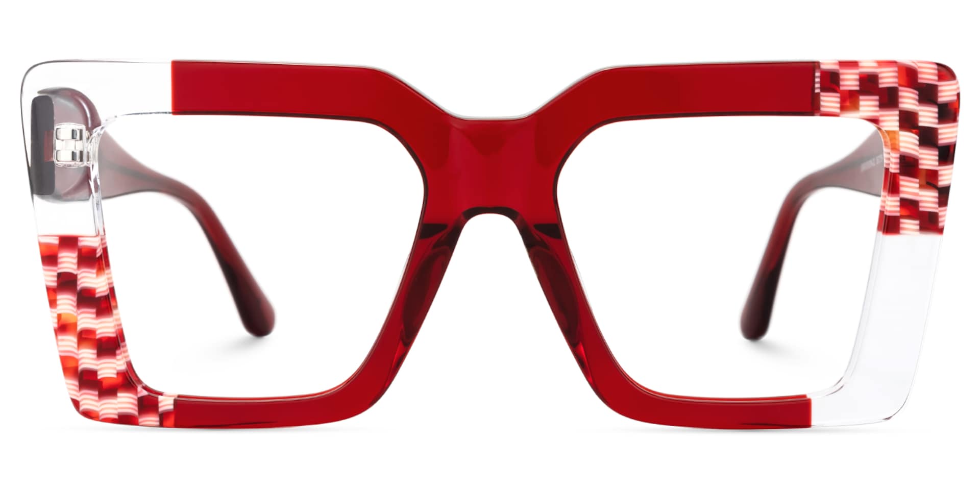 Shamika Big Red Frame Glasses with Rectangle Frames | Zeelool0