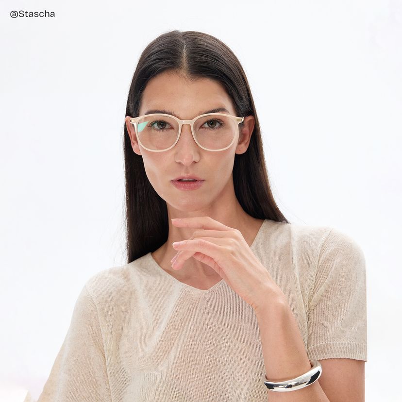 Greene Beige Square Glasses