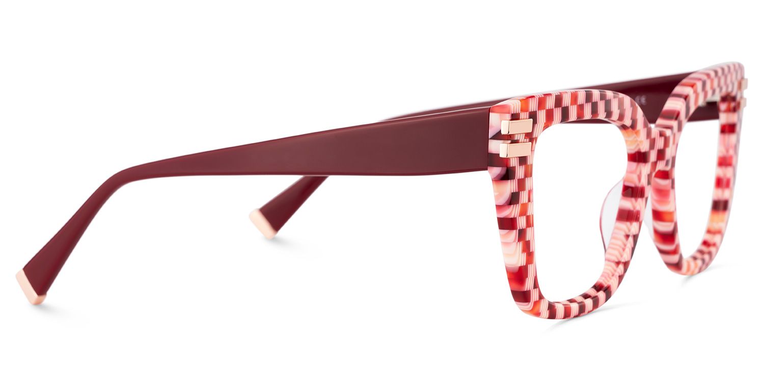 Red Plaid Glasses with Square Frames4
