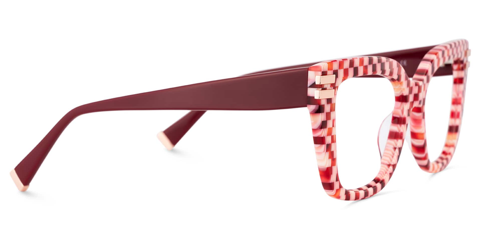 Red Plaid Glasses with Square Frames4