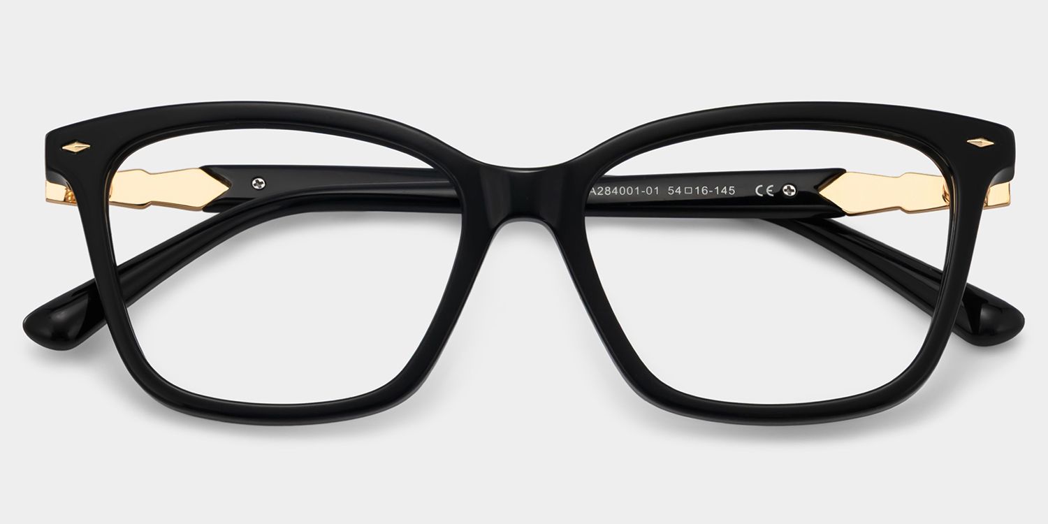 theo（テオ）larger ラージアースクエア （マットブラック） Theo Acetate Black Frame Glasses with Square Shape | Zeelool