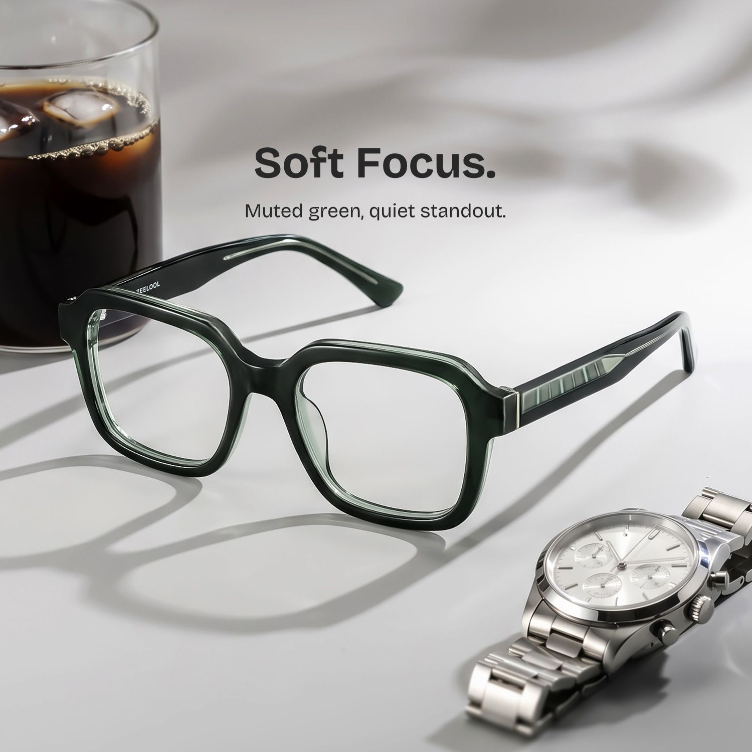 Parker Green Square Eyeglass Frames for Women | ZEELOOL0
