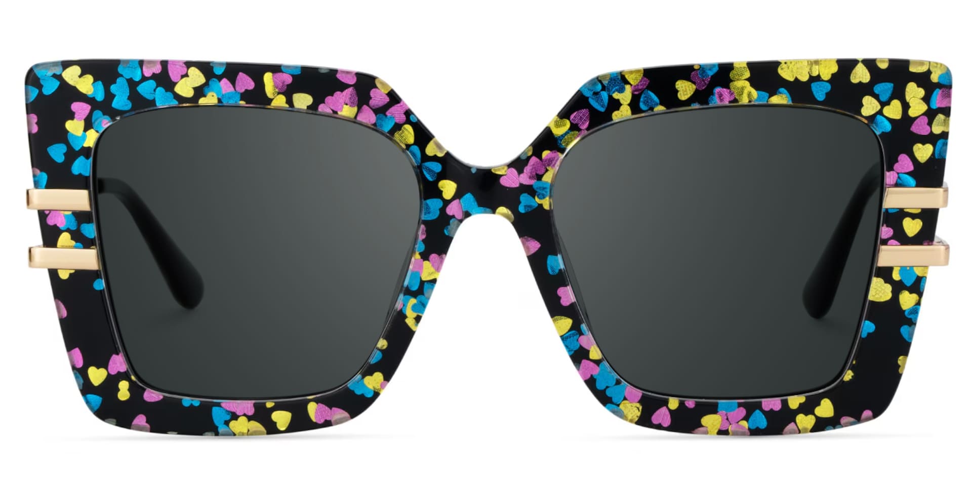 Square Frame Fashion Sunglasses With Colorful Shiny Heart0