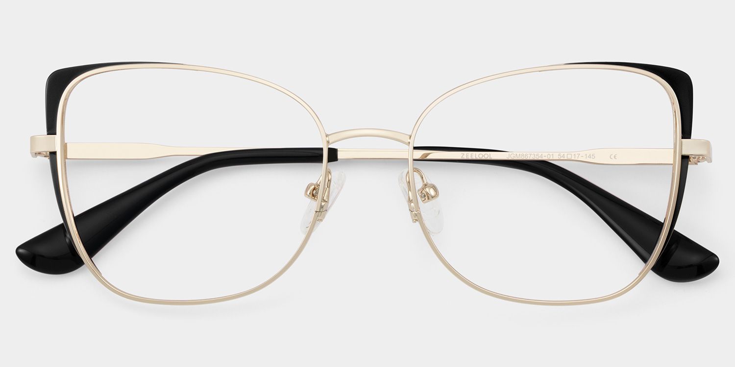 Tessa Black Gold Frame Glasses with Cat eye Frame Online | ZEELOOL2