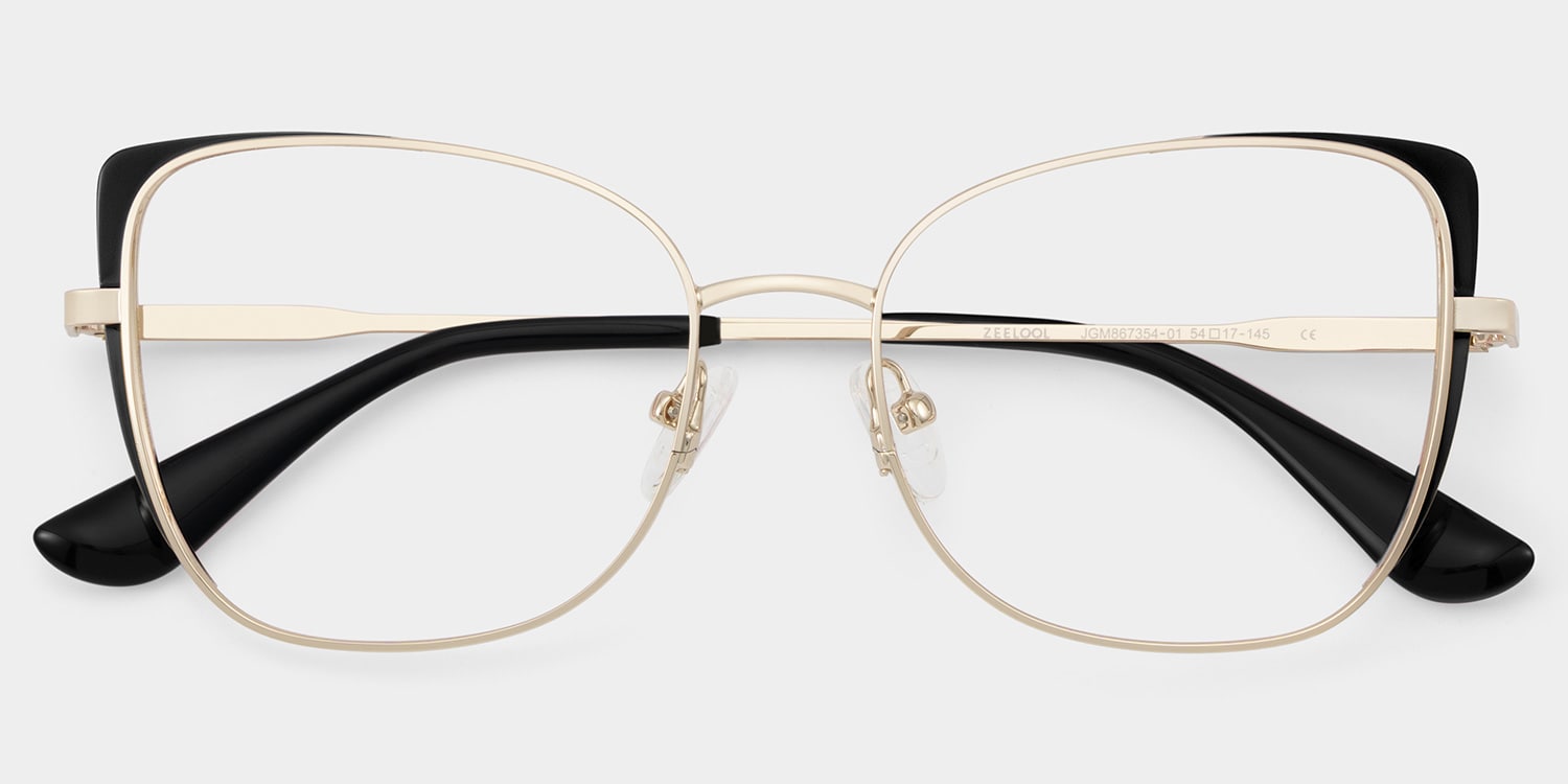 Tessa Cat-Eye Black Gold Glasses2
