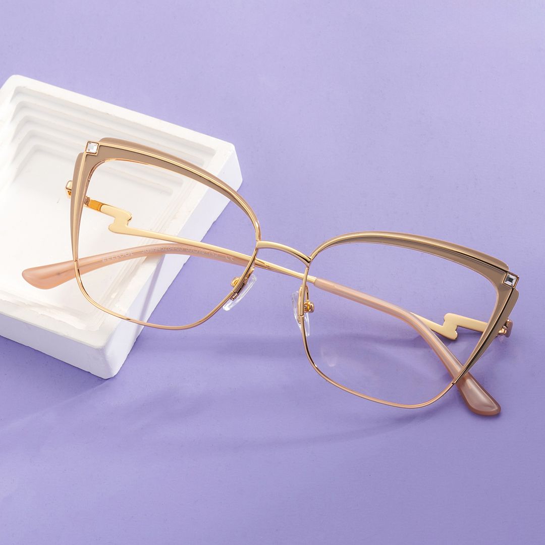 Mariely Cat Eye Brown And Gold Glasses | Zeelool0