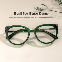 Dalton Cat Eye Dark Green Glasses0