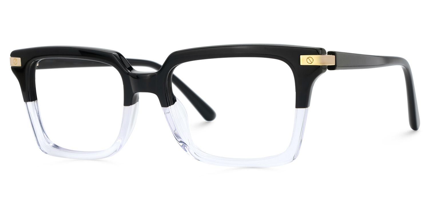Men's Square Frames With Black And Clear Color3