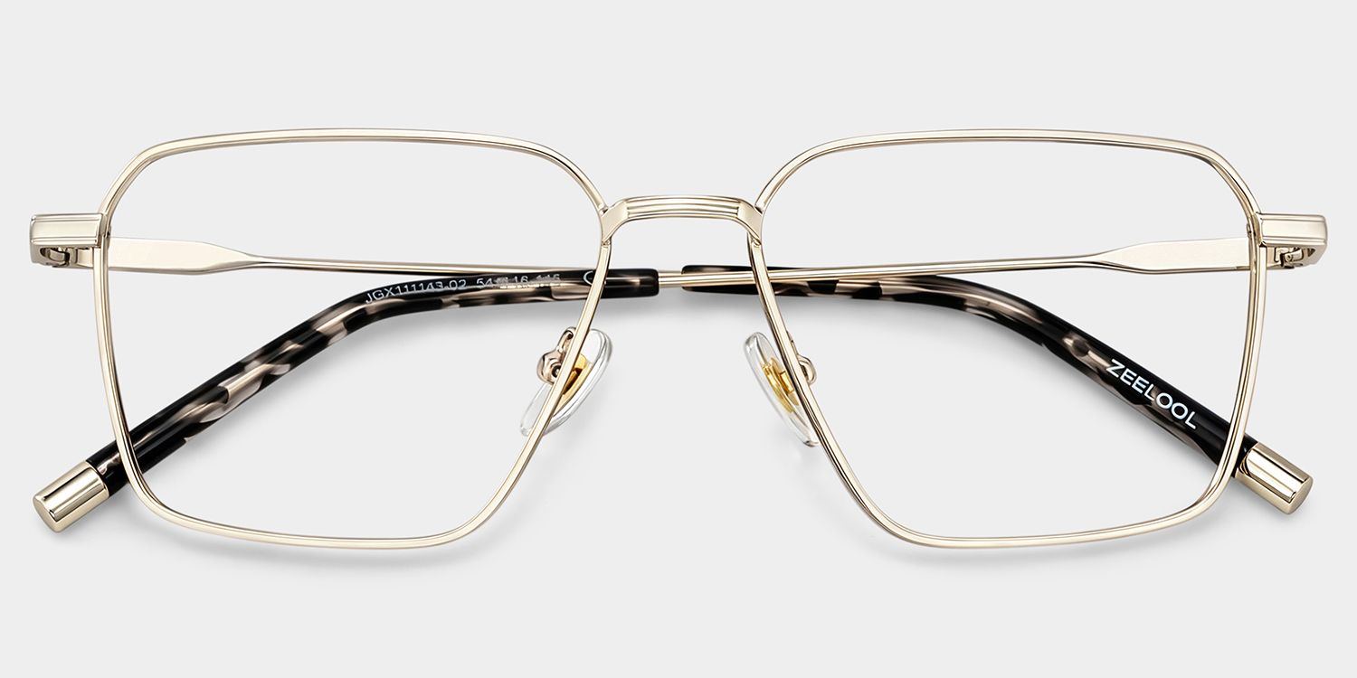 Ashley Gold Square Eyeglass Frames for Men | ZEELOOL2