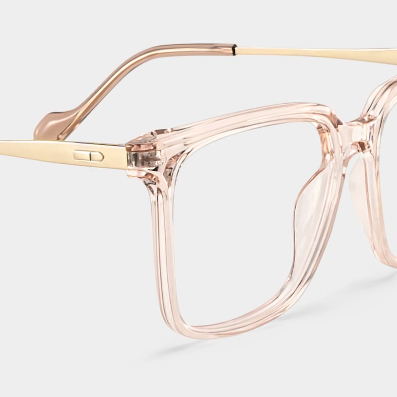 Thin Champagne Frame Glasses With Square Shape5