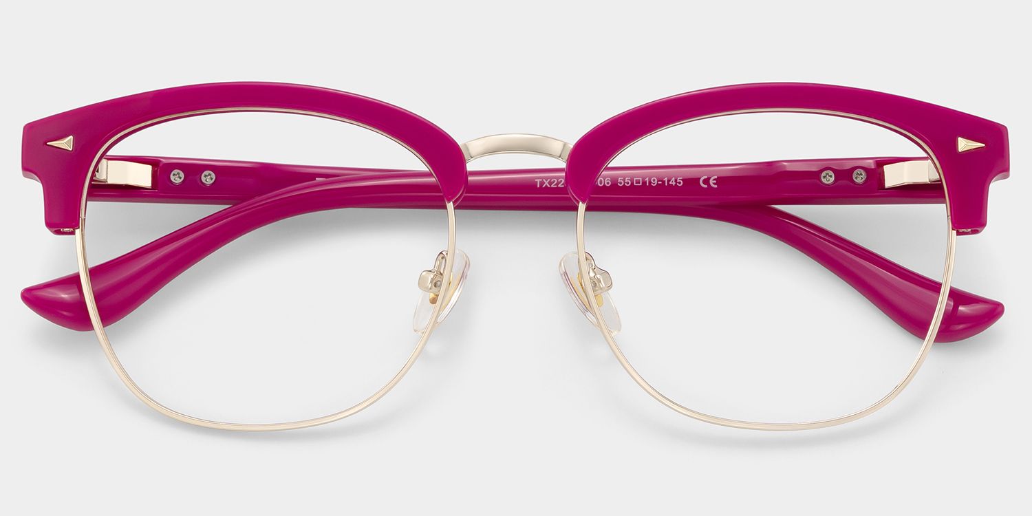 Lasha Pink Browline Mixed Frame Glasses for Women | ZEELOOL2