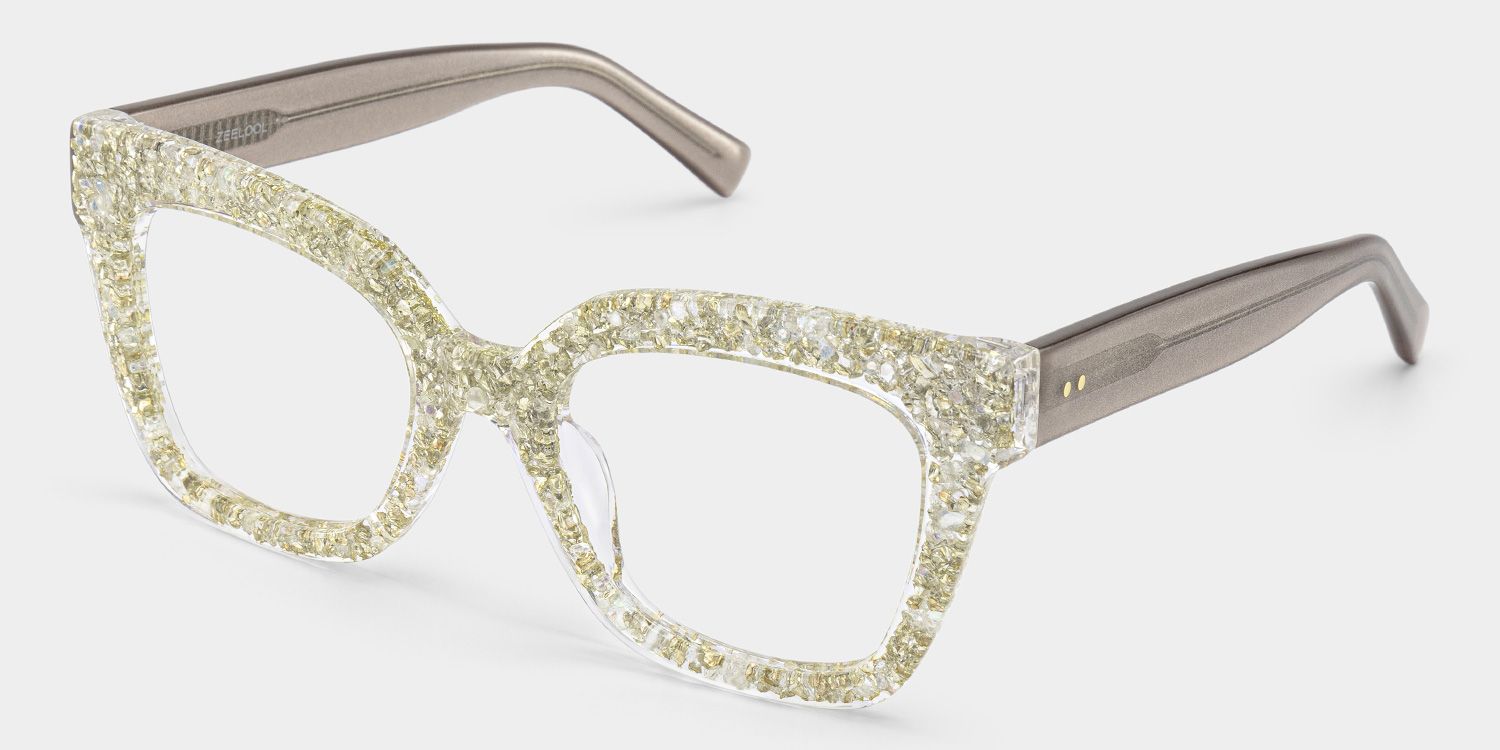 Renata Square Silver Rhinestone Covered Glasses | ZEELOOL3