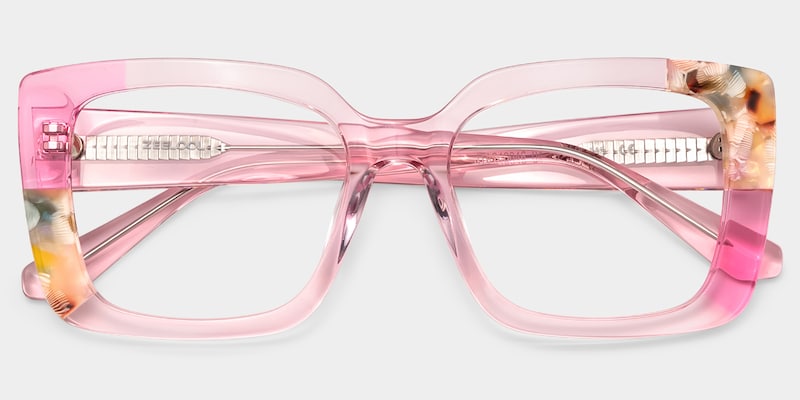 Flair Clear Pink Frame Glasses with Square Frame Online | ZEELOOL2