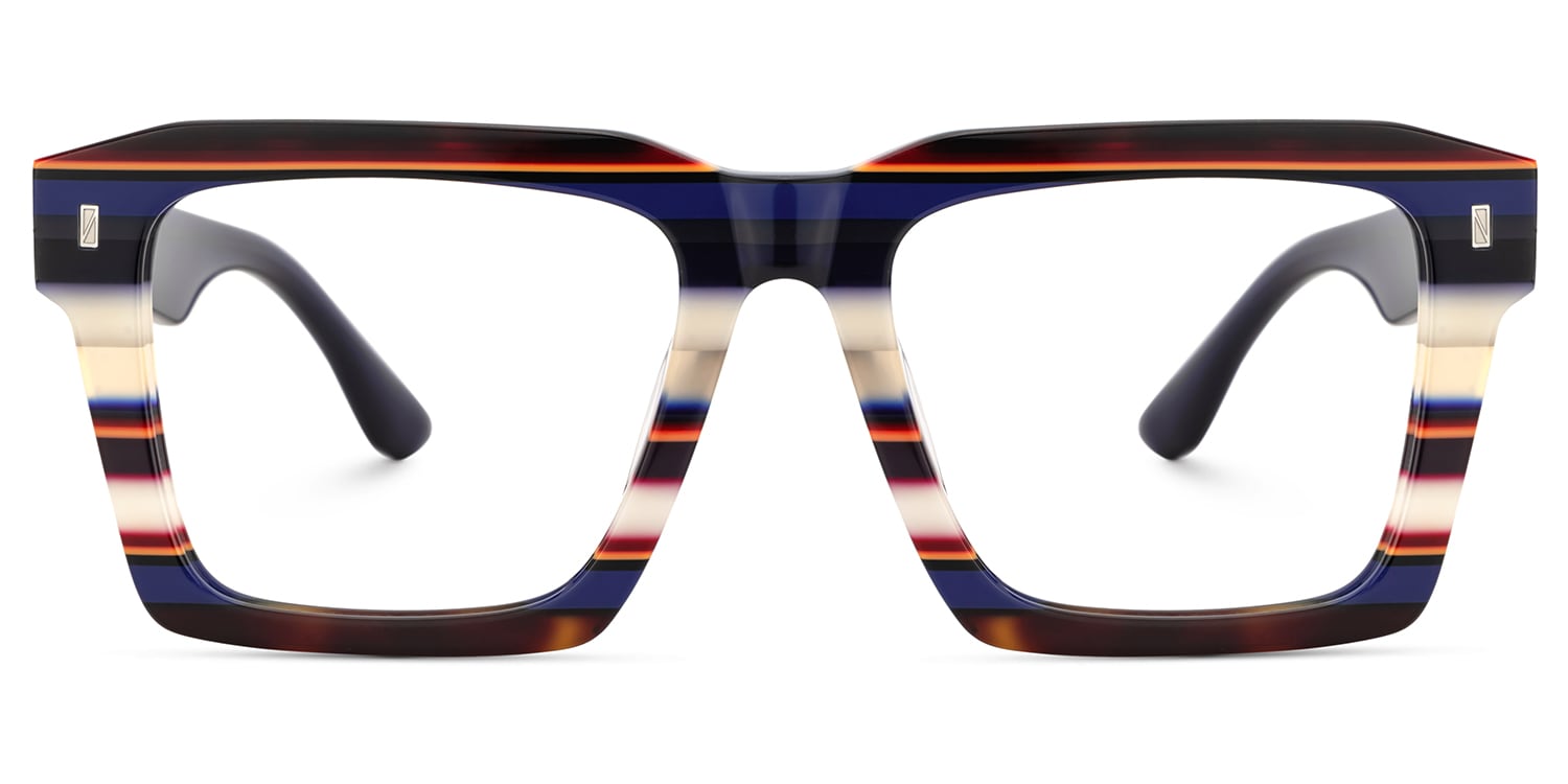 Kenish Square Blue White Glasses