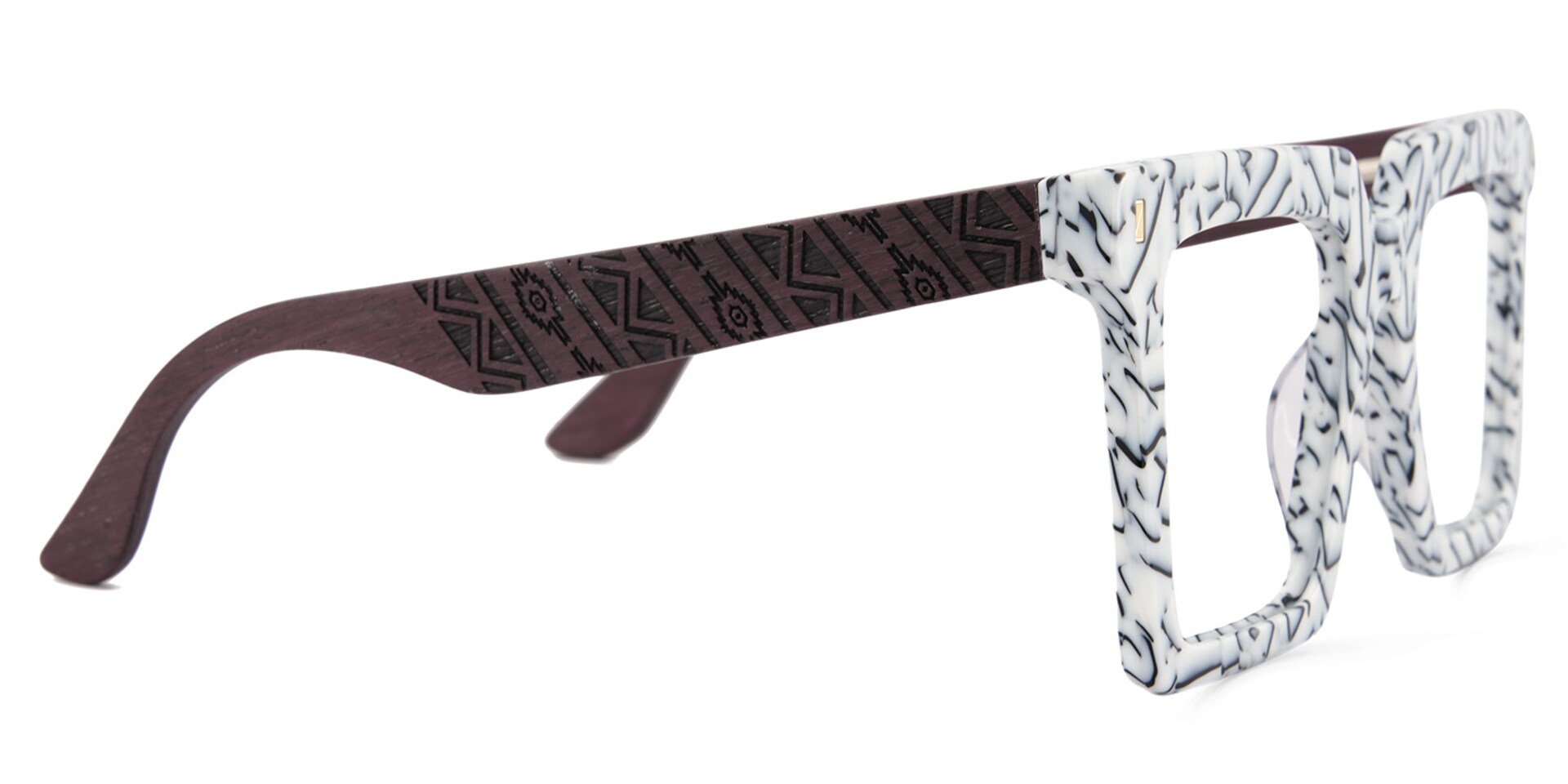 Retro Square Glasses Frames With Wood Temples - Zeelool Glasses4