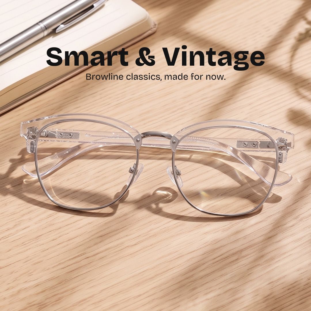 Lasha Clear Browline Mixed Frame Glasses for Women | ZEELOOL