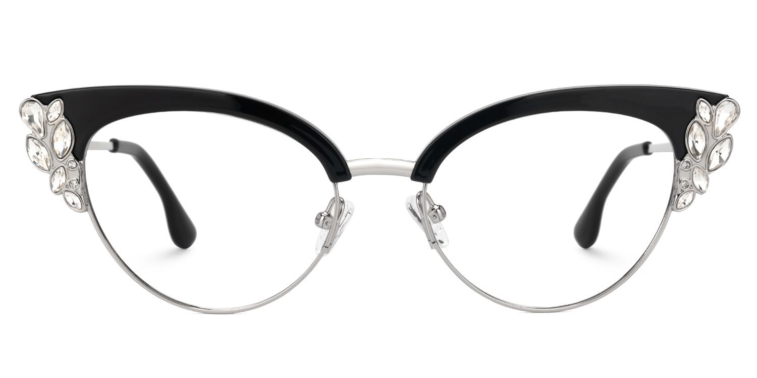 Hearn Cat Eye Black-Silver Glasses | ZEELOOL Canada0