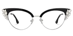 Hearn Cat Eye Black-Silver Glasses0