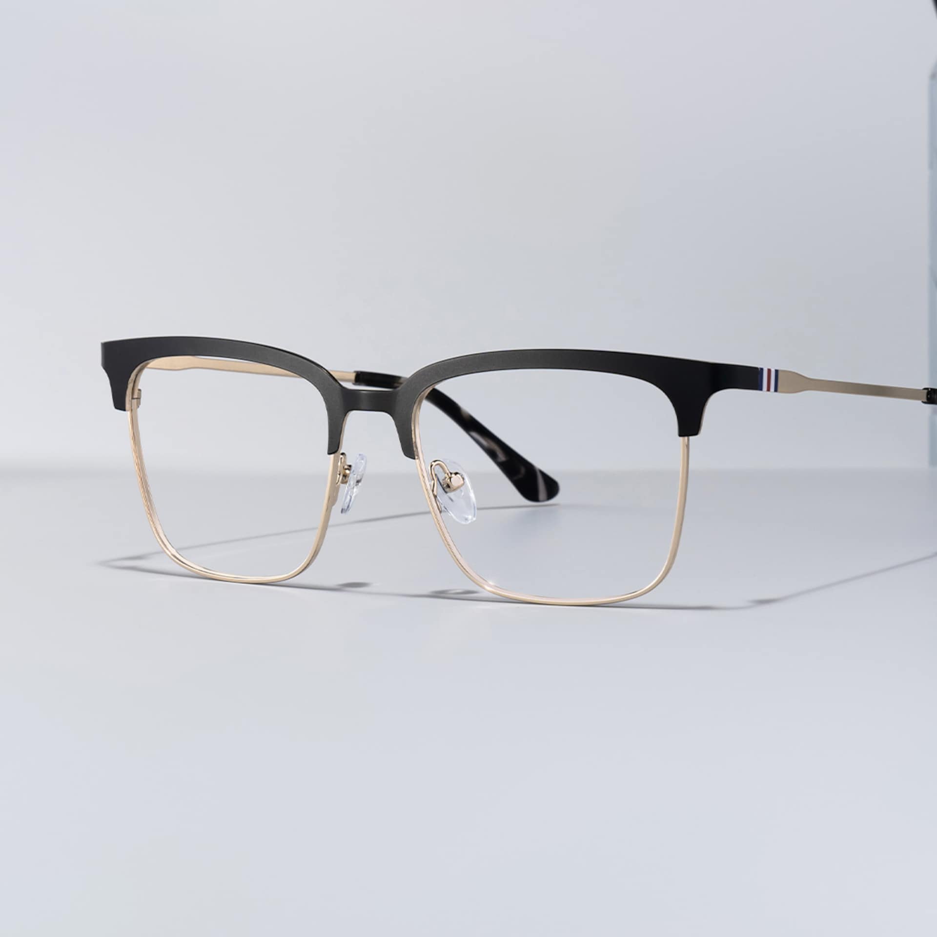 Cleo Black Gold Frame Glasses with Browline Frame Online | ZEELOOL0