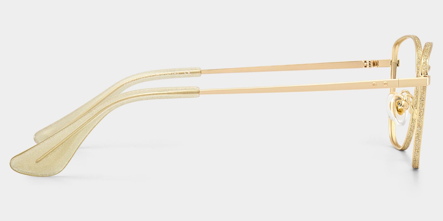 Skyler Square Gold Metal Glitter Frame Glasses | ZEELOOL