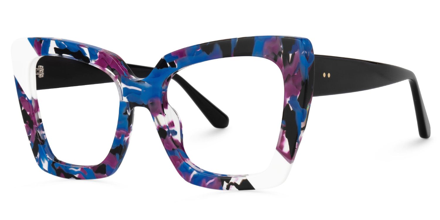 Vivian Females Square Graffiti Frame Glasses1
