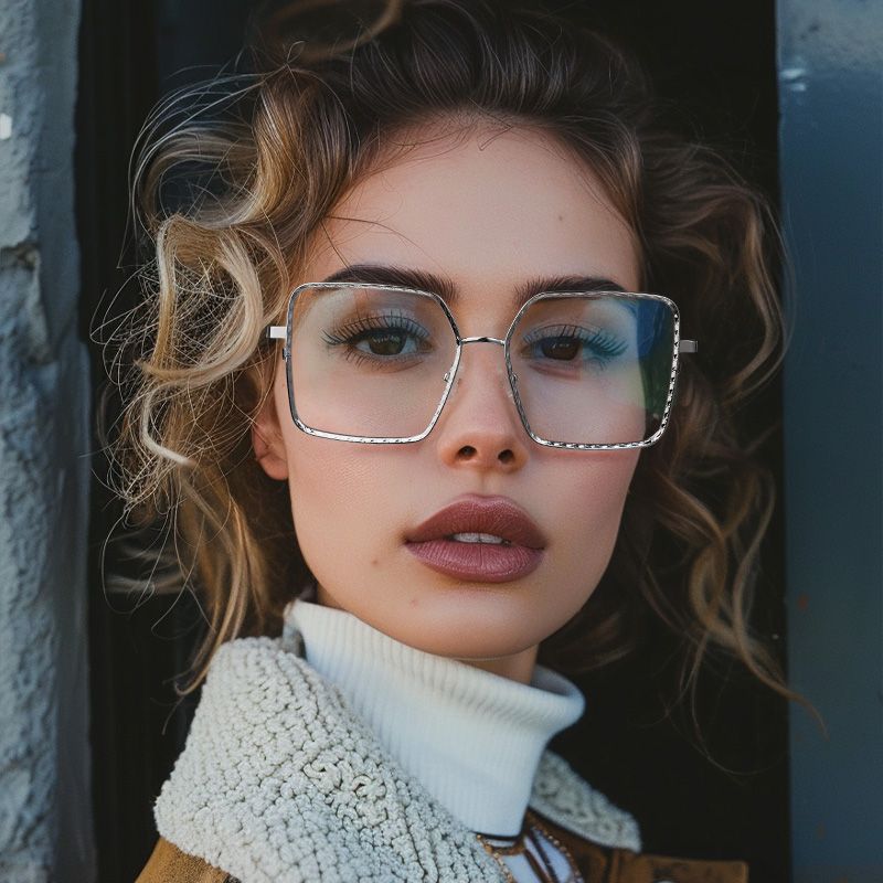 Square Toure Sliver Metal Diamond Cut Eyeglasses4